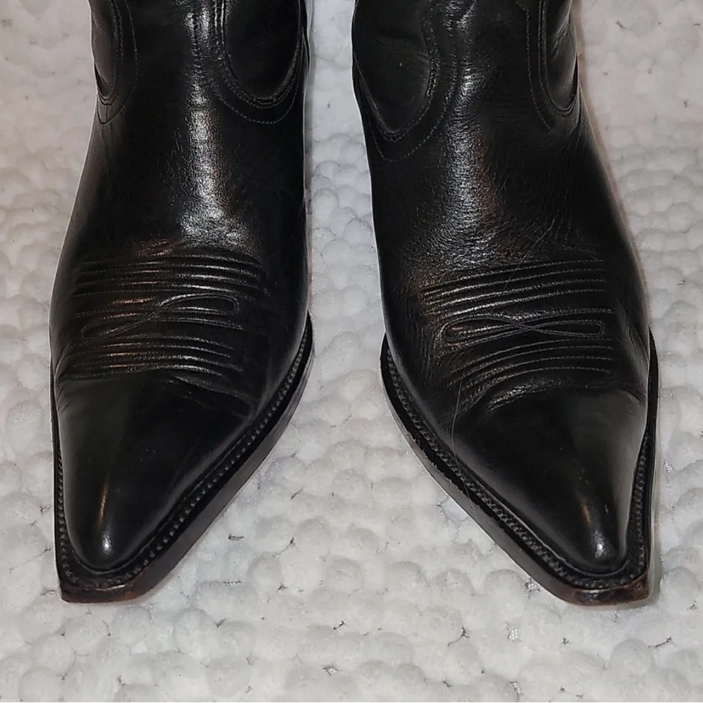 Black Floral w/stacked heel, Lane Fine Boots - Picture 7 of 15